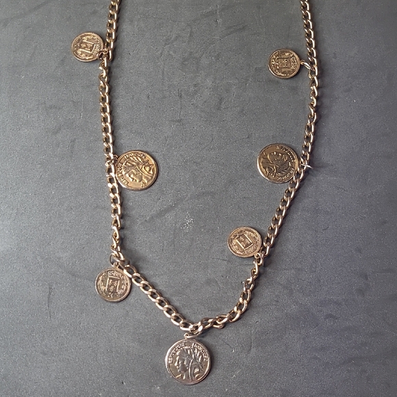Jewelry - Republique Francaise Gold Copper Toned Coin Medalluon Chain Necklace Or Belt